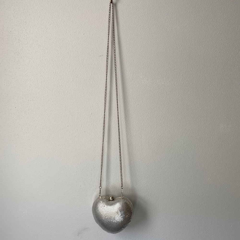Silver Heart Purse with Silver Chain Strap